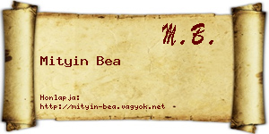Mityin Bea névjegykártya